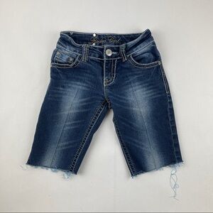 Rodeo Girl Jean Shorts Girls 8 Blue Denim Studded Pockets Cut Off